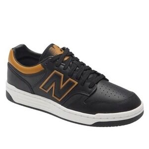 New Balance 480 Court Sneakers Men's 10 Black Tan White Leather Retro‎ Deadstock